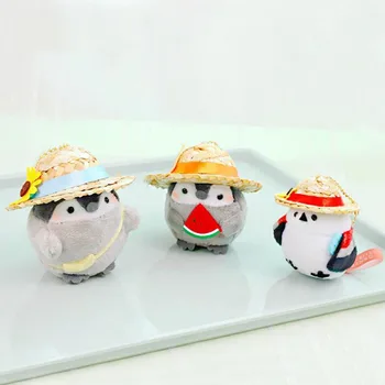 1 Tk Cartoon Jaapani -, Plüüš-Nukk Armas Loomade Straw Hat Pingviin Pehme Täidisega Mänguasjad, Plüüš-Ripats, Võtmehoidjad Lastele Kingitus