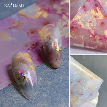 100cm Roosa Marmor Küünte Foolium Kleebis tähistaeva Üleandmise Paberit Marmor Särav Nail Art Decal Geel Liugur