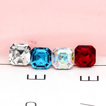 10mm Sinine Ruby Square Octagon Crystal Lahtised Kivid Küüned Kunsti Riided, Ehted Tegemise K9 Klaas prügikasti raputas Pointback DIY Beads