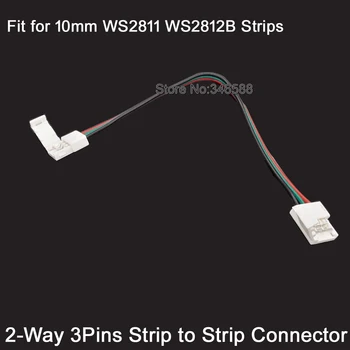 10TK 3-pin-3Pins 10mm 2-Way Solderless Riba Riba Easy Snap Alla PCB RGBW Pesa 10cm Traat WS2811 WS2812B Ribad