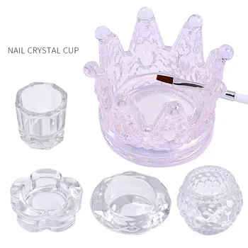 1tk Crystal Cup Crown Kujunduse Nail Art Pintsel Hammas Pen Ülejäänud Kuld, Hõbe Pearl Omanik Seista UV Gel Vedelik Tassi Meik, Maniküür Tööriist