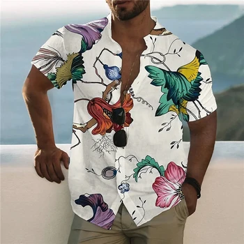 2022 Hawaii Troopiline Särgid Meestele 3d Õie Trükitud Lühikeste Varrukatega Beach Puhkus Tees Top Ülepaisutatud Meeste Särk Pluus Camisa