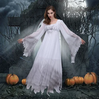 2023 Halloween Zombie Pruut Kleit Hirmutav Kummitus Pruut Põlenud Valge Pits Doom Kummituslik Pulm Kleit, Kostüüm Ball Kleit