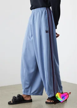 2023 Sinine Nõelad Lai Jalg Püksid Mehed Naised 1:1 Nõelad Jälgida Püksid Klassikaline Liiga Tikitud Liblikas Logo Püksid