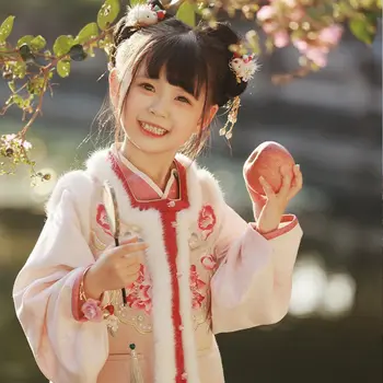 2023 Uus Aasta laste Hanfu haldjas tüdruk Hiina stiilis kraega jope tiki hobuse nägu seelik Sügiseks ja talve riided