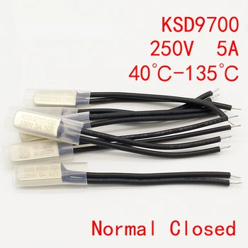 2TK KSD9700 250V 5A kahest metallist ühendusdetailide Plaadi Temperatuuri Lüliti N/C Termostaat Thermal Protector 40~135 kraadi celsiuse järgi