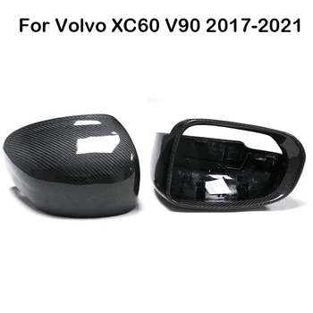 2tk Päris Carbon Fiber Auto Küljel Uks, Tiib Rearview Mirror Cover Caps Volvo XC60 ja V90 2017-2021 Asendamine