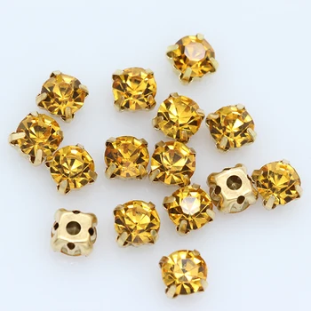 3/4/5/6/7/8/10mm Golden Ring Crystal Kivid Flatback Küünis Õmble diamanté Kivi Riided Pulm Kleit Trimmib