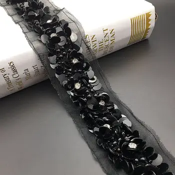 50cm Mustad Litrid Crystal Kleit Applique Pearl Beaded 3D Lill Pits Sisekujundus Pulm Kleit, Vöö Tarvikud DIY Rõivaste Õmblemine