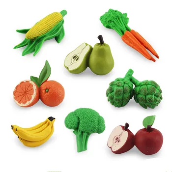 8Pcs Mini Puu-Köögiviljad Mudel Arvandmed Apelsini-Porgandi-Maisi PVC Figuriin Haridus Varase Õppe Mänguasi Lastele