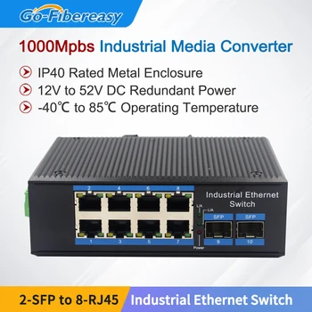 8Port Gigabit Ethernet L2+ Managed Tööstus-PoE Switch Toetada IEEE802.1ad Q-in-Q VLAN Virnastamine Tugev IP40 Alumiinium Lüliti