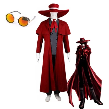 Anime Hellsing Alucard Cosplay Kostüümid Punane Mantel Tarvikud Müts, Kindad Ühtne Ülikond, Naiste, Meeste Riided Halloween