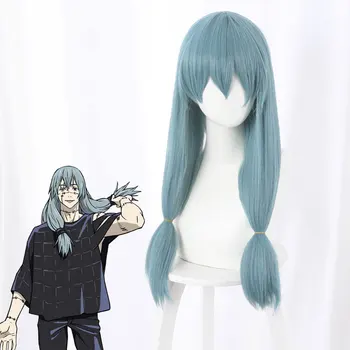 Anime Jujutsu Kaisen Cosplay Mahito Cosplay Parukas Sinine kuumuskindel Sünteetiline Karv Topelt Punutud Kostüüm Wig+vaba Parukas