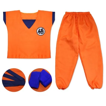 Anime son Goku cosplay kostüüm täiskasvanud laste Halloween pool superkangelane tava sobiks top püksid vöö randme guard saba