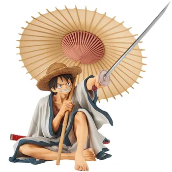 Anime Üks Töö Vihmavari Istuvas Asendis Luffy Top Lahing Valge Kimono Pakendada Joonis Kaunistused PVC Tegevus Arvandmed Nukud