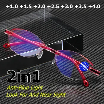 Anti Sinine Valgus Lugemise Prillid Presbüoopia Mälu Hyperopia Frameless Luup Eyeswear Rimless +1.0+1.5+2.0+2.5+3.0+3.5+4.0