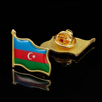 Aserbaidžaani Riigi Lipu All, Kullatud Viipab Riigi Rinnamikrofon Pin Badge Pross