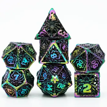 Cusdie Õõnes Metallist Täringut, Unikaalne 7tk Spider D&D Täringud, Polyhedral Dice Komplekt, sest Rolli Mängivad Mängu MTG Pathfinder