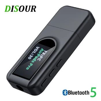 DISOUR 5.0 Bluetooth Audio-Vastuvõtja, Saatja, Millel on OLED Ekraan, TV PC Auto Komplekt USB ja 3,5 MM AUX Stereo Wireless Dongle Adapter