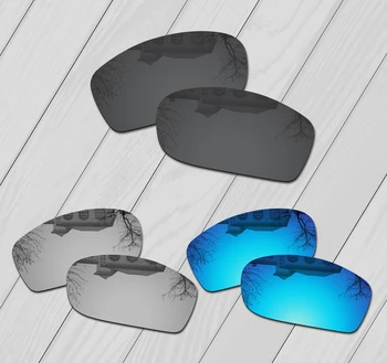 E. O. S 3 Paari Must & Hõbe & Ice Blue Polariseeritud Asendamine Läätsed Oakley Viied Ruuduline Päikeseprillid