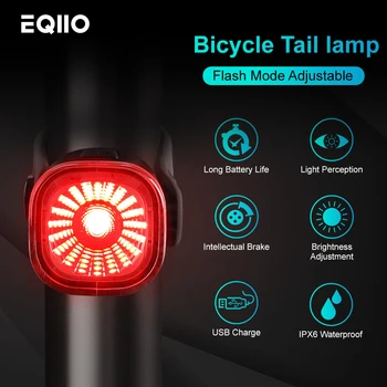 Eqiio Jalgratta Smart tagatuled LED USB Laetav Ohutuse Jalgrattasõit IPX6 Veekindel Piduri Auto Sensing Bike Tagumised Lambid Taillight