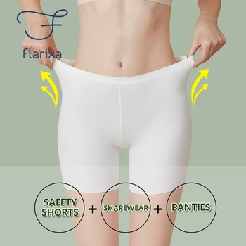 Flarixa 3 IN 1 Puusa, Lift, Ice Siid Õmblusteta Ohutuse Püksid Naiste Aluspüksid Kõrge Vöökoht 3D ButtocksThin Naiste Suvised lühikesed Püksid Boxer