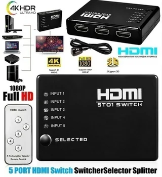 HDMI-ühilduvate Multiport 3 Või 5 Sadamate Splitter Lüliti Lüliti Vahetaja Hub+Remote HDTV PC KUUM DVD STB MÄNG HDTV I5