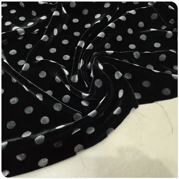 High-klassi Dots Muster Ткань Riie Reaalne Mulberry Silk Velvet Kangast Kleit