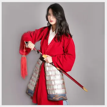 Hua Mulan Naiste Hiina Hanfu Punane Rüü Filmi Cosplay Kostüüm Pool Sõdur Armee Kindral Võidelda Jaapani Samurai Ühtsed 0