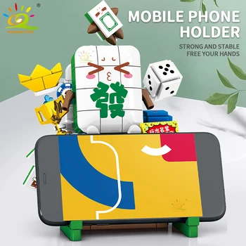 HUIQIBAO 404Pcs Hiina Mahjong Ladustamise Kasti Mobiiltelefoni Omanik ehitusplokid KES Loomingulise Telliskivi Komplekt Lastele mõeldud Mänguasjad Lapsed