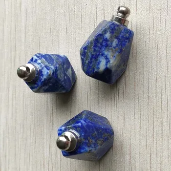 Hulgi-3tk/palju uus mood loomulik Lapis Lazuli Parfüümi pudeli hulknurk ripatsid, Ehete Tegemise diy Kaelakee Tarvik
