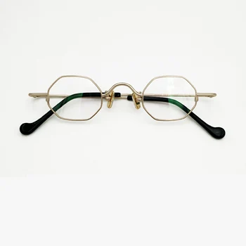 Hulknurga prillid täiskasvanud prillid, väga väikeste objektiivide, puhas titaan ebaregulaarne kuld must lühinägevus optiline retsepti silmad prillid