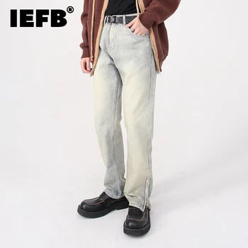 IEFB Meeste Teksad Kanda Uus Pesu Disain korea Fashion 2023 Vintage Sügis-Talv Lai Jalg Mees Püksid Lai Jalg Püksid 9A6300