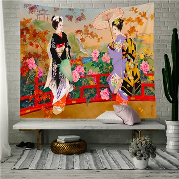 Jaapani Vaip Seina Riie Geisha Seina Riputamise Tapestry Naiste Polüester Ukse Kardin Köök Restoran Seina Kodu Kaunistamiseks