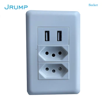 JRUMP Brasiilia Standard Seina Võimsus Pulg Pakkumise Dual Socket Dual USB-Laadimine Klassi A0 leegiaeglustajana materjal 0