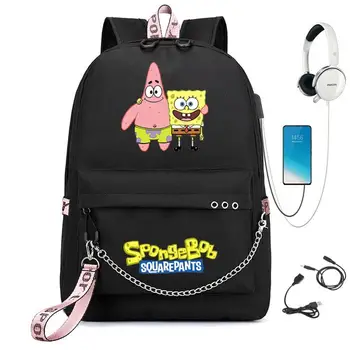 Kawaii Spongebobs Seljakott Armas Patrick Star Koomiks Prindi Rippus Kett Õpilase Koolikott Seljakott Mänguasjad Tüdrukute Kingitused