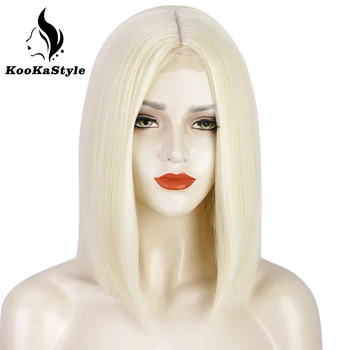 KooKaStyle Sünteetiline Blond Lühike Bob Parukad Naiste 613 Must Punane Roosa Parukas Cosplay Parukad kuumakindel Igapäevaseks Kasutamiseks Keskmine Osa