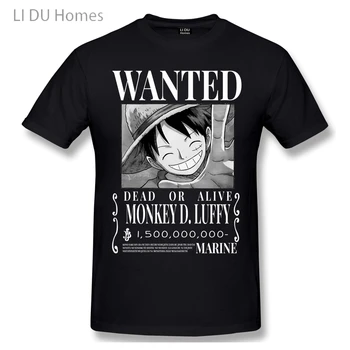 LIDU Luffy One Piece 1.5 B Berry WantedAnime Riided Disain Rünnak Titan 100% Puuvill Meeste T-Särk