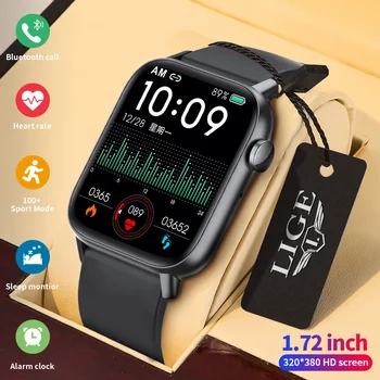 LIGE Smartwatch Keha Temperatuuri Avastamise Smart Watch Bluetooth Kõne Olge Mehed 300mAh Aku mahtuvus HD Ekraan, Kella Uus
