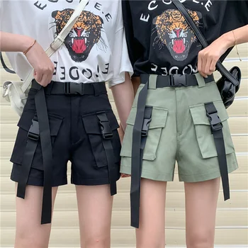 Naiste Kõrge Waisted lühikesed Püksid Ladies Summer Fashion Streetwear Vabaaja Cargo Püksid koos Vööga, Taskud Sörkimine Püksid KZ399