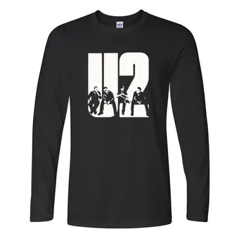 poisid Pikk Varrukas T-särk, krae ümber Armas bänd U2 trükkimine meeste Vabaaja t-särk riided Hip-Hop Rock mehed Lahti Suurus