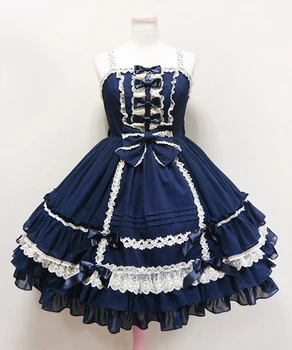 Retro Magus Lolita Kleit Vintage Cosplay Kostüüm Bowknots Mitme Kihi JSK Kleit 0