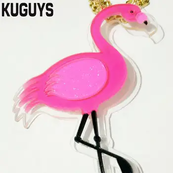 Ripats Kaelakee Mood Flamingolased Naised, Tüdrukud Akrüül Loomade Trendikas Suvel Ehted Hot Pink 0