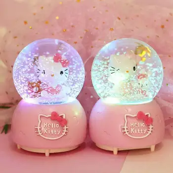 Sanriod Anime Perifeerne Muusika Box Seeria Kitty Creative Music Box Kristallkuul Pöörleva Hõõguv Lumehelbed Sünnipäeva Kingitus