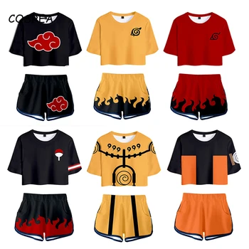Särk Cosplay Kostüüm Anime T-särk Uzumaki Akatsuki Haruno Sakura Sport Ülikond Tees lühikesed Püksid Disfraz Naiste Riided T-särk 0