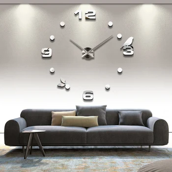 Tasuta kohaletoimetamine uus tõeline metal diy 3d akrüül peegel seina kella vaadata kellad kodu kaunistamiseks kaasaegne nõela kvarts kleebised