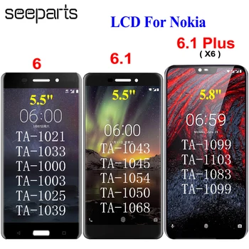 Testitud, Töötab Nokia 6.1 Plus LCD Ekraan, Millel on Puutetundlik Digitizer Assamblee 6 N6 Asendaja Nokia 6.1 Ekraan