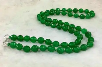 Trahvi 8mm Roheline Emerald Lihvitud Gemstone Ring Helmed Kaelakee