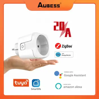 Tuya ZigBee Smart Wireless Remote Power Socket 20A EL Outlet Energia Järelevalve Funktsioon Support Alexa Yandex Alice Google
