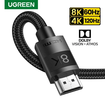 Ugreen HDMI 2.1 Kaabel Ultra-High-speed 8K/60Hz 4K/120Hz jaoks Xiaomi Mi Kasti PS5 HDMI Splitter Cable HDMI Dolby Visioon 48Gbps HDMI